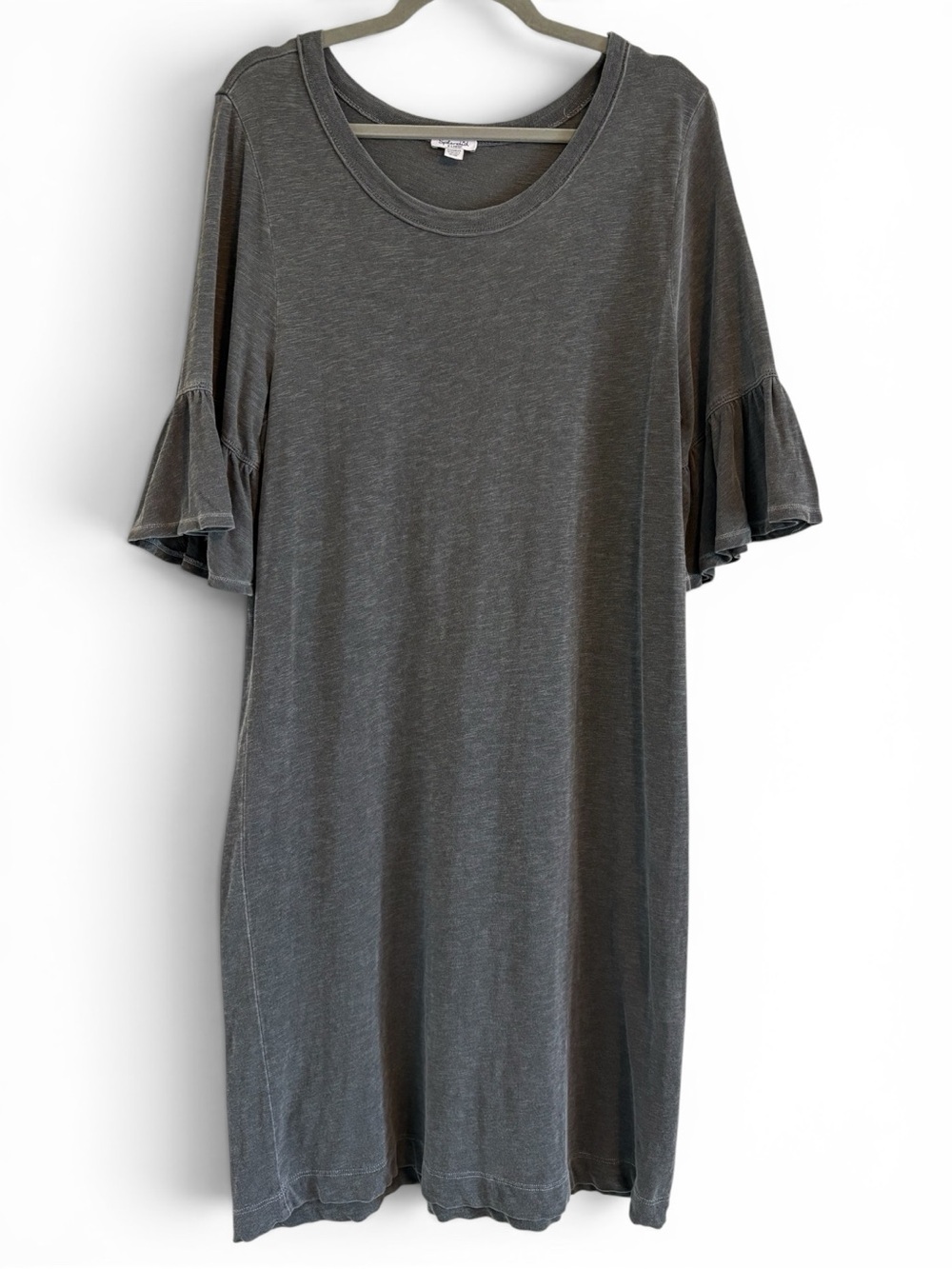 Splendid Charcoal Gray 100% Cotton Crewneck Midi Dress | Size XL